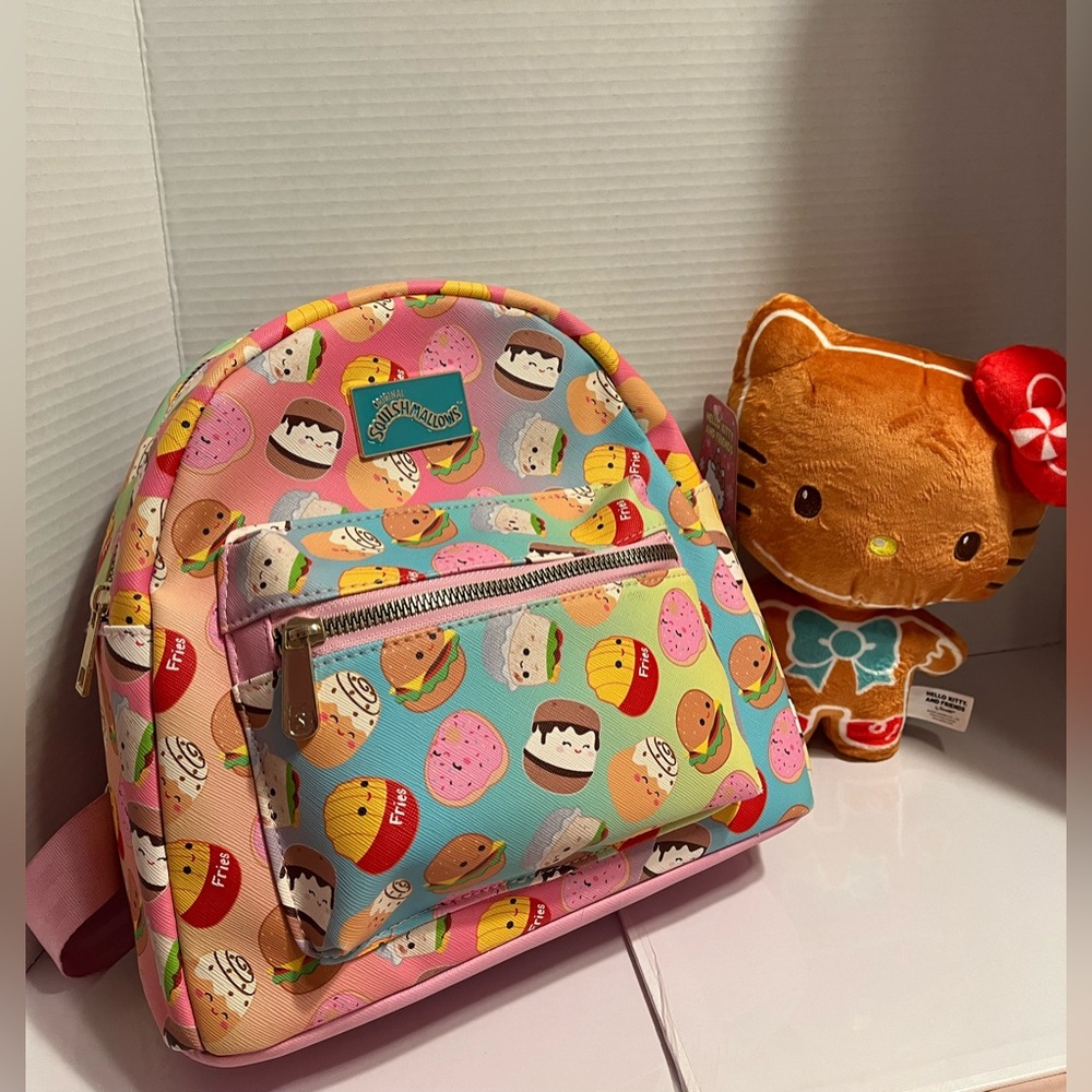Original Squishmallows Foodie Squad Mini Backack with Hello Kitty Plush